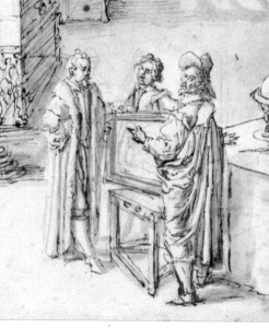 Three conversing figures, detail from Windsor drawing